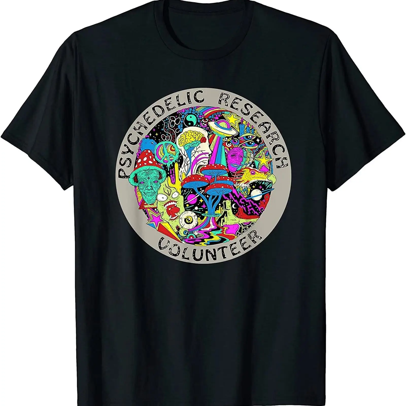Vintage Fashion Research - 新しい限定版サイケデリックマッシュルームトリップリサーチTシャツヴィンテージウォッシュドファッションソフトトップ日常着用デザイナー服オム