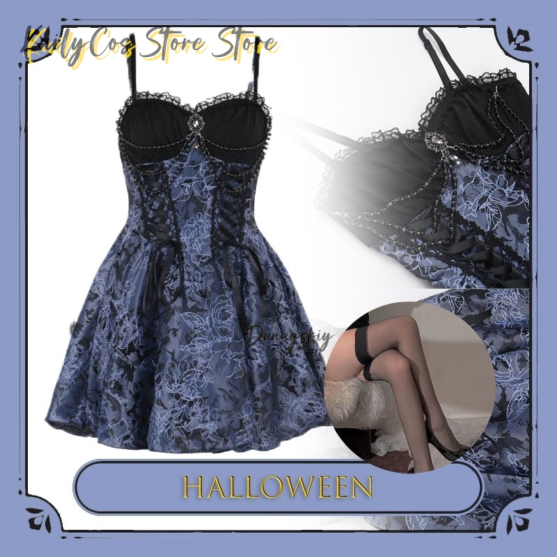 Vintage Fashion Dresses - A ラインミニドレスヴィンテージエレガントなレーストリム Y2K ゴス花柄レースアップショートドレス半袖スモック女性秋の新ファッション ﻿