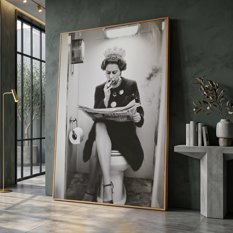 Vintage Fashion Newspaper - ヴィンテージ風ロイヤル女性が新聞を読む様子を描いたキャンバス絵画 ファッションライフスタイル ウォールアートポスター モダンなリビングルームの家の装飾