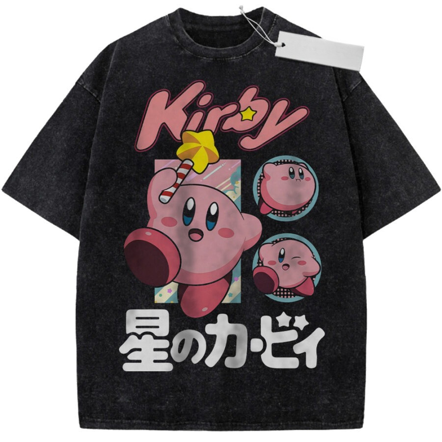 Fashion Y Vintage - ユニセックス ウォッシュド ブラック ヴィンテージ Tシャツ カービィ