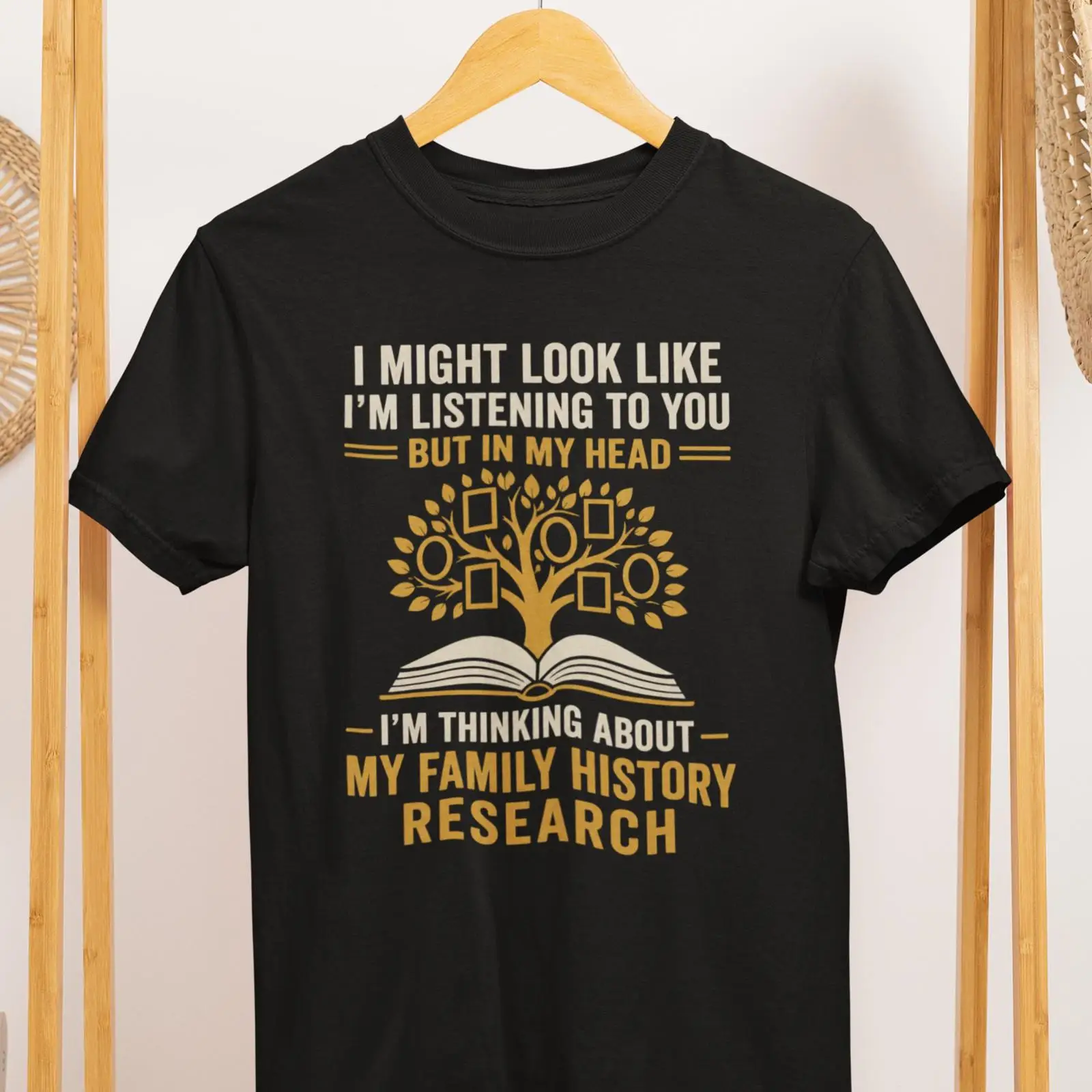Vintage Fashion Research - 家系図調査Tシャツ、家系研究愛好家向け、木のモチーフ、アンセストリー、ヴィンテージ風、ウォッシュ加工、スタイリッシュ、伸縮性のある素材、デザイナーズウェア、ファッション