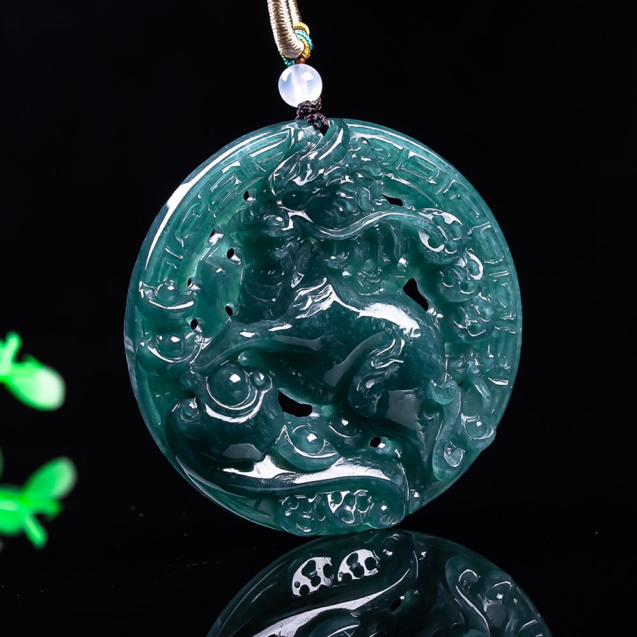 Vintage Fashion Necklace - ミャンマー翡翠ドラゴンペンダントネックレスヴィンテージ本物の翡翠アクセサリーファッション高級お守り天然ジュエリー彫刻お守り