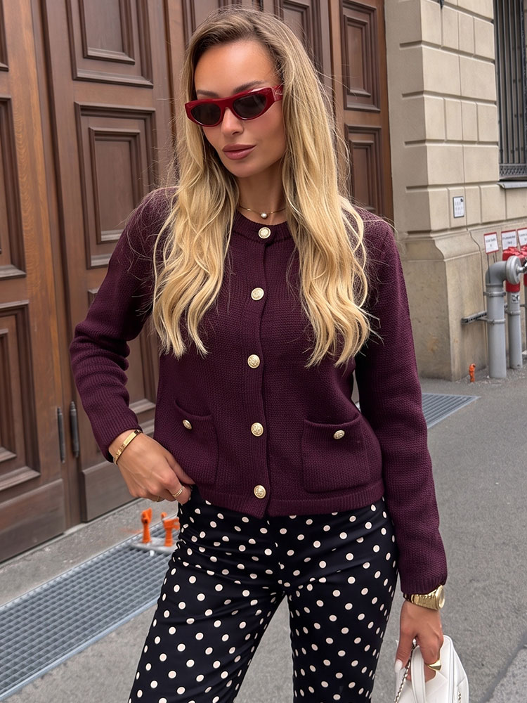 HH ヴィンテージ女性ソリッドスリムポケットクロップドエレガ - Crop Cardigan Vintage のレビューと価格