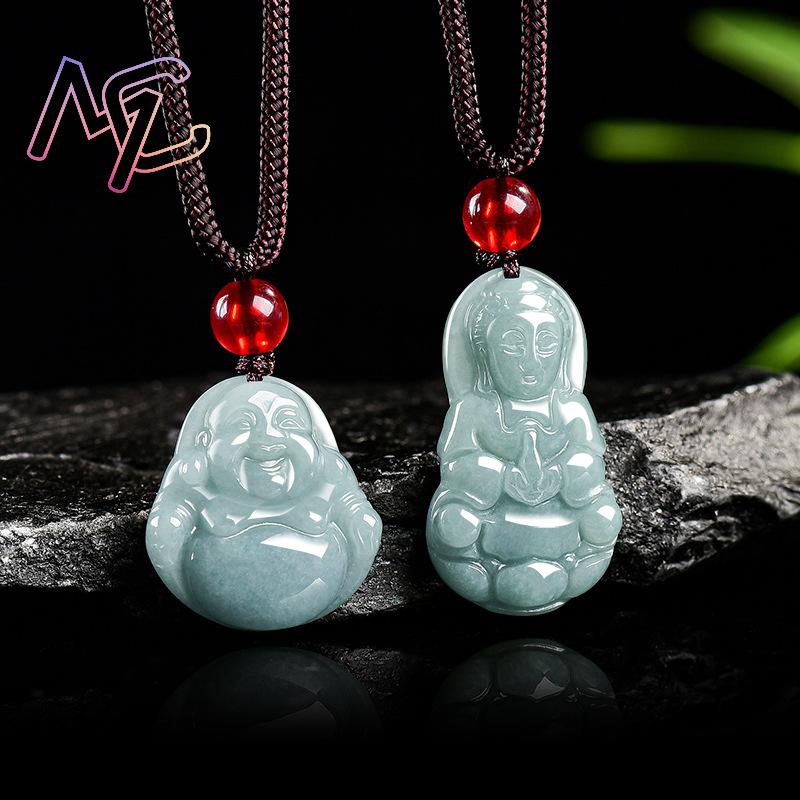 ミャンマー翡翠観音仏ペンダントネックレスヴィンテージ天然宝石 - Vintage Fashion Necklace のレビューと価格