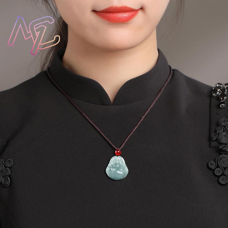 ミャンマー翡翠観音仏ペンダントネックレスヴィンテージ天然宝石 - Vintage Fashion Necklace のレビューと価格