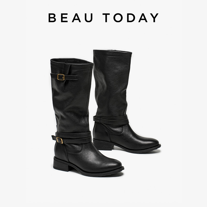 BEAUTODAY ロングブーツ女性シープスキンレザーラウン - Vintage Old Fashion のレビューと価格