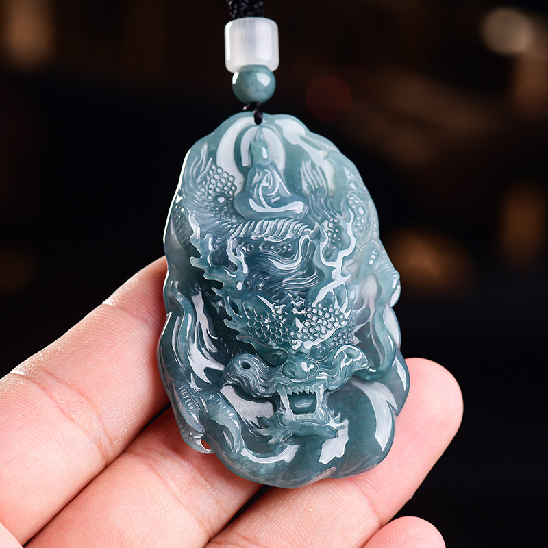 天然ビルマ翡翠ドラゴンペンダントネックレスヴィンテージデザイ - Vintage Fashion Necklace のレビューと価格