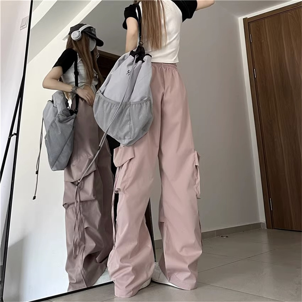 プラスサイズの女性のカーゴパンツハイウエスト固体ファッション - Vintage Fashion Ai のレビューと価格