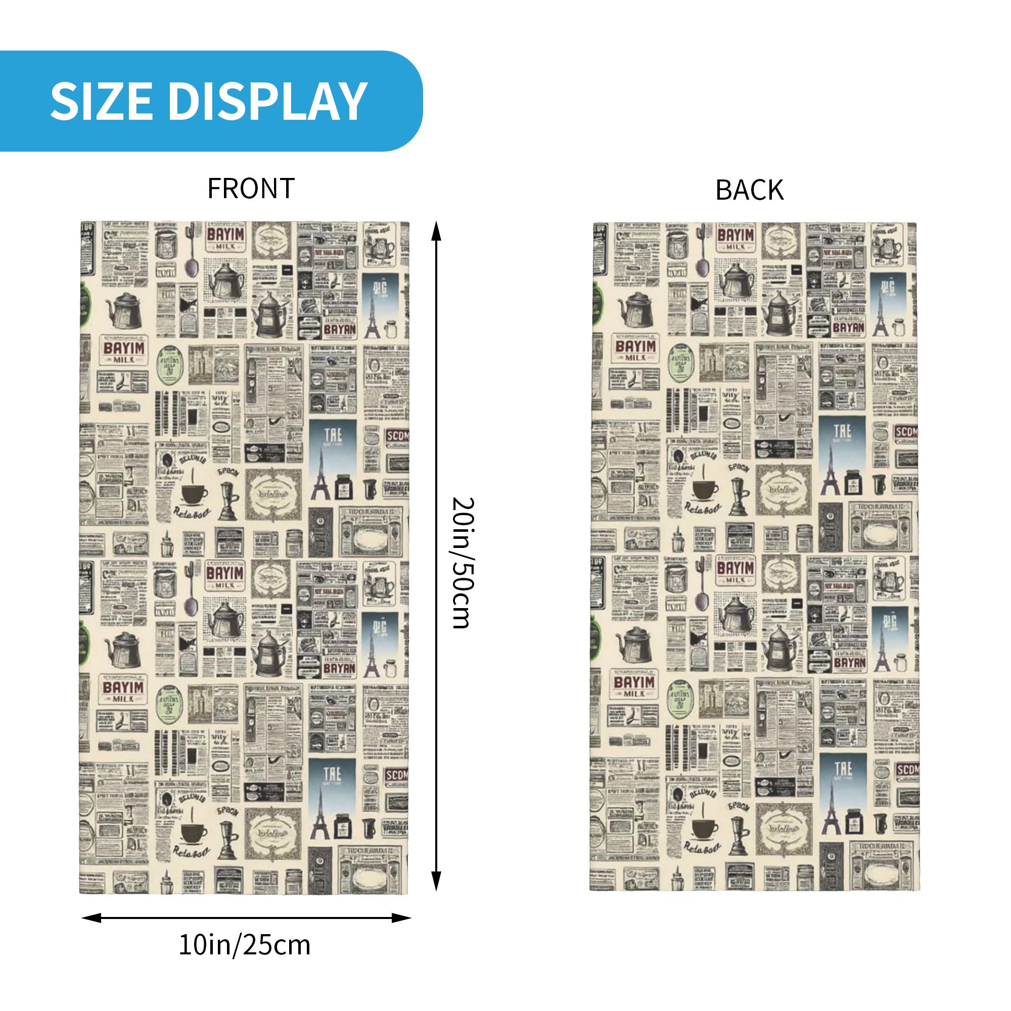 ヴィンテージ新聞柄バンダナネックゲイタープリントフェイススカ - Vintage Fashion Newspaper のレビューと価格