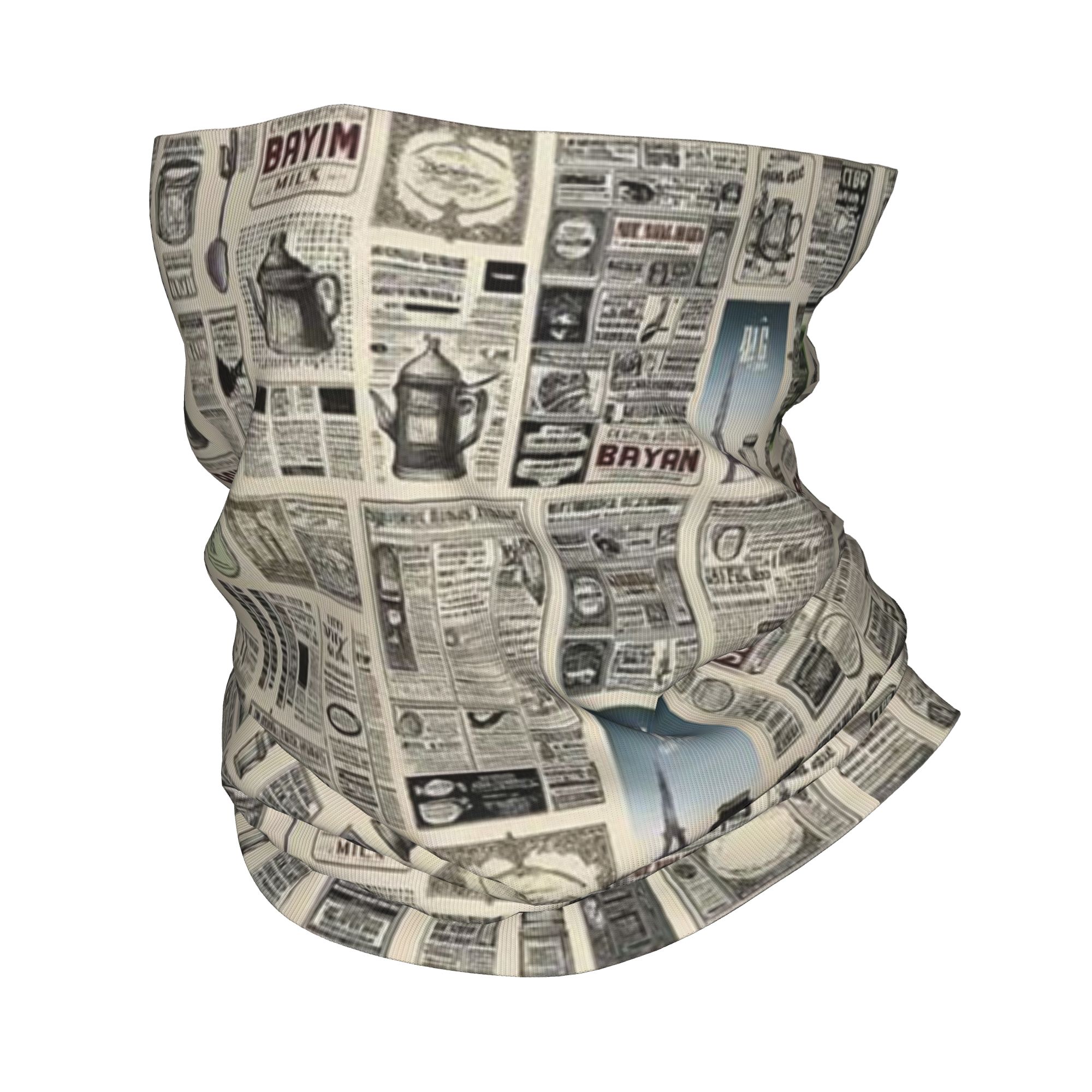 ヴィンテージ新聞柄バンダナネックゲイタープリントフェイススカ - Vintage Fashion Newspaper のレビューと価格