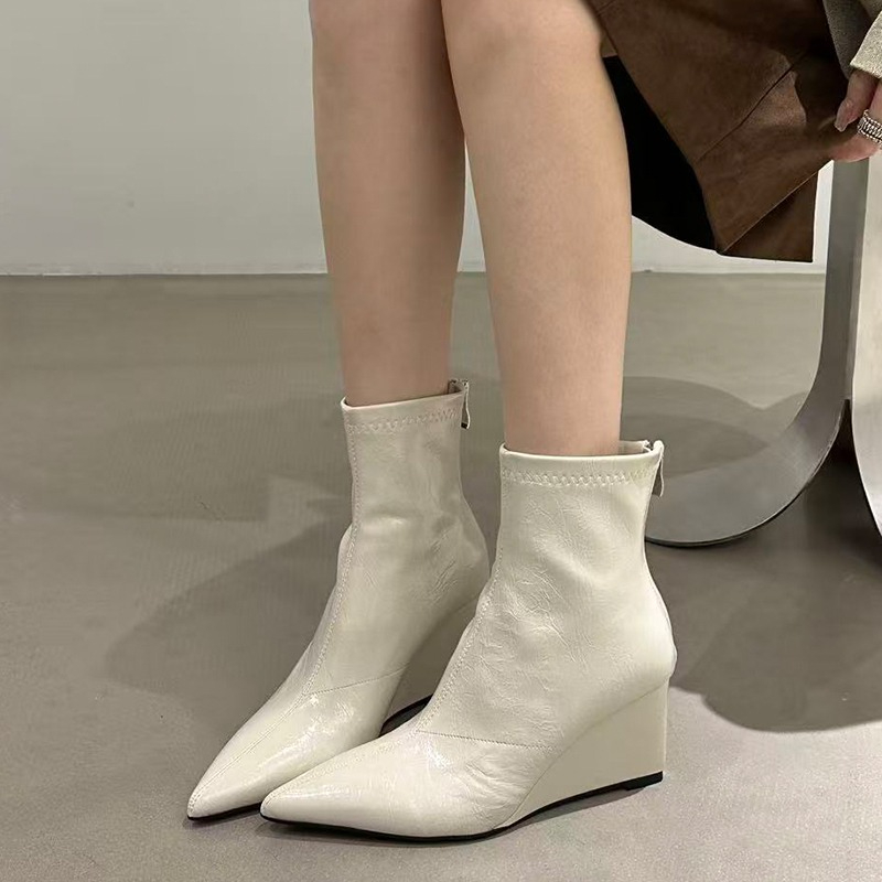 秋冬ヴィンテージウェゲスヒール女性アンクルブーツファッション - Vintage Old Fashion のレビューと価格