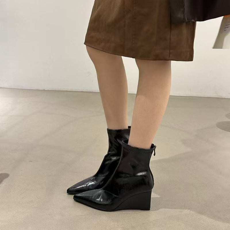秋冬ヴィンテージウェゲスヒール女性アンクルブーツファッション - Vintage Old Fashion のレビューと価格