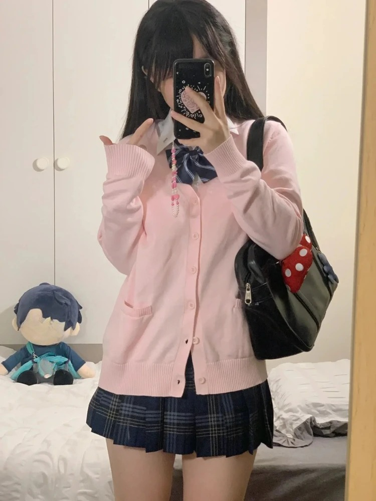 日本のヴィンテージ風長袖レディース可愛いJKセーターニットカ - Crop Cardigan Vintage のレビューと価格