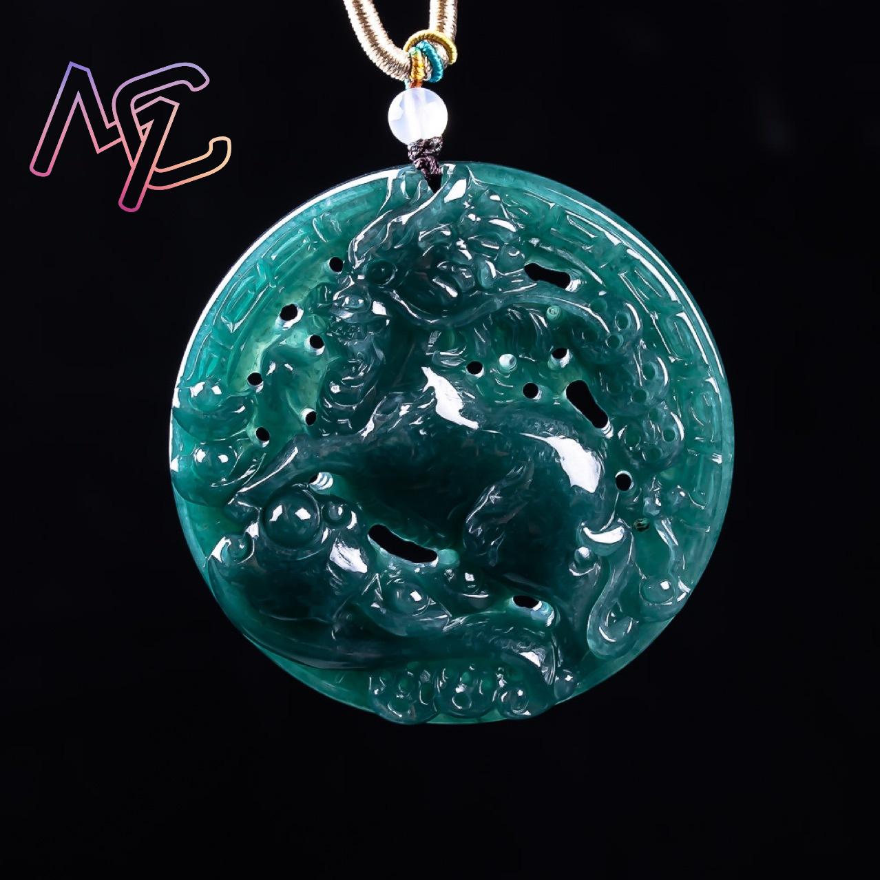 ミャンマー翡翠ドラゴンペンダントネックレスヴィンテージ本物の - Vintage Fashion Necklace のレビューと価格