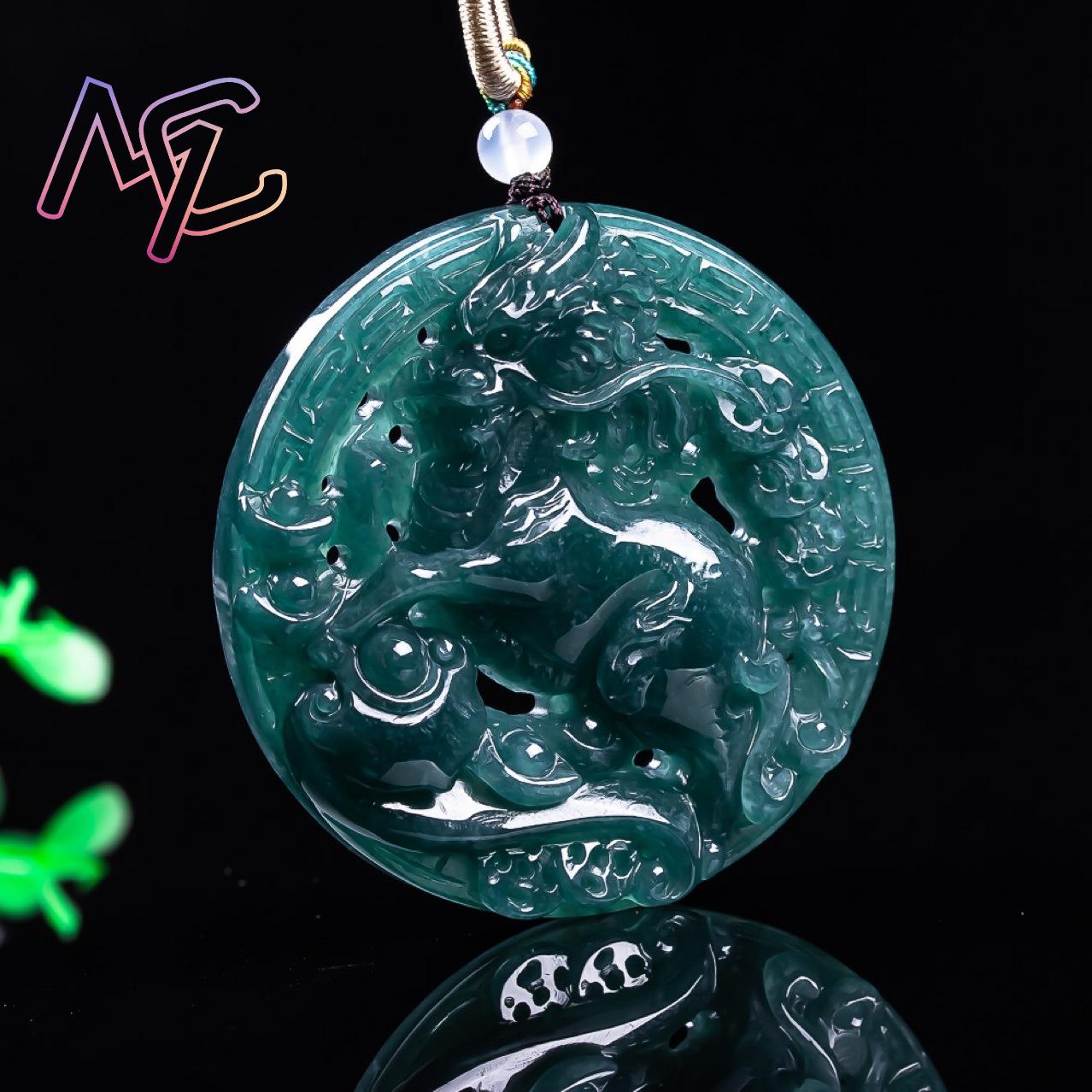 ミャンマー翡翠ドラゴンペンダントネックレスヴィンテージ本物の - Vintage Fashion Necklace のレビューと価格