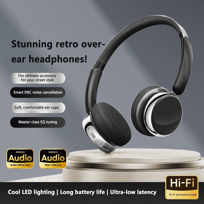レトロなデザインのワイヤレスBluetoothオーバーイヤー - Vintage Fashion Videos のレビューと価格
