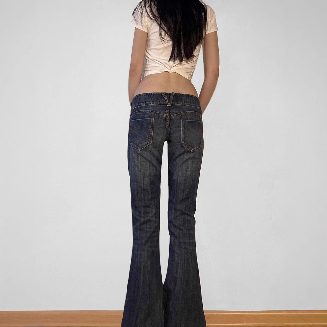 ヴィンテージY2K風、フレアジーンズ、レトロなボタン付き、ロ - Mom Jean High Rise のレビューと価格
