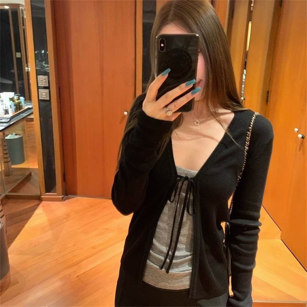 女性のニット薄手長袖カーディガン春秋ファッションヴィンテージ - Crop Cardigan Vintage のレビューと価格