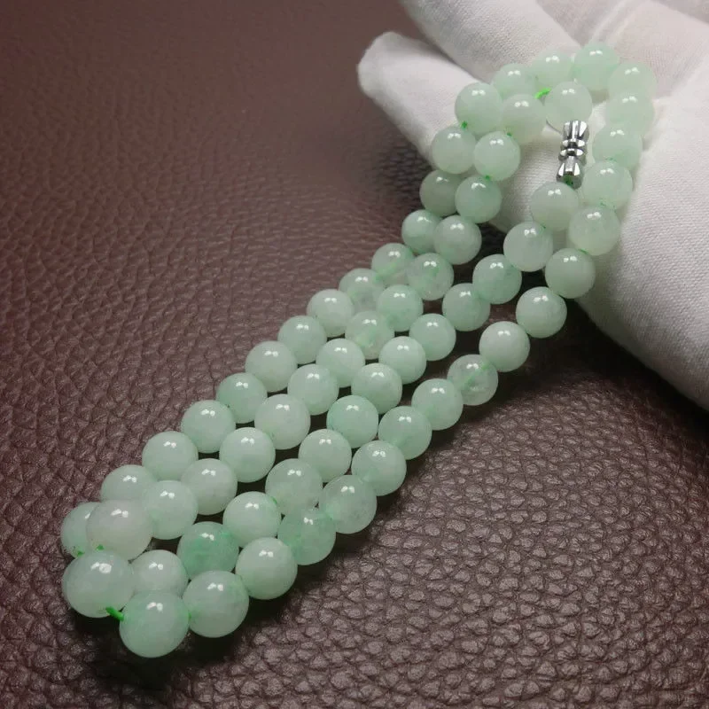 8～10mmの緑色のエメラルドビーズを使用したネックレス。翡 - Vintage Fashion Necklace のレビューと価格