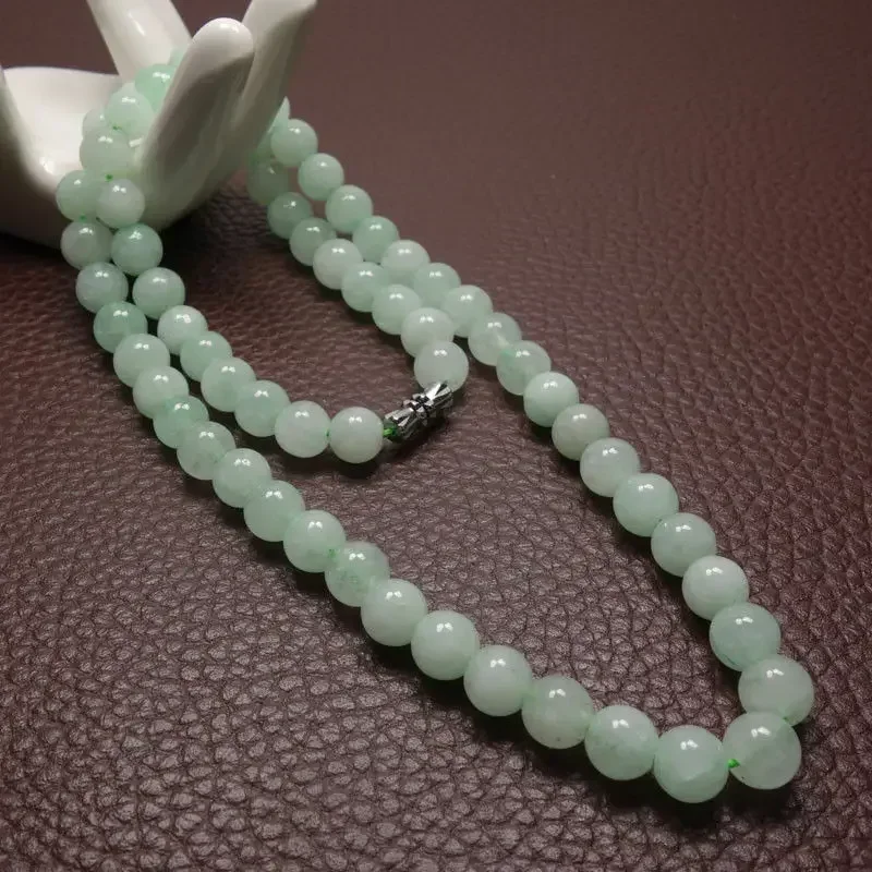 8～10mmの緑色のエメラルドビーズを使用したネックレス。翡 - Vintage Fashion Necklace のレビューと価格