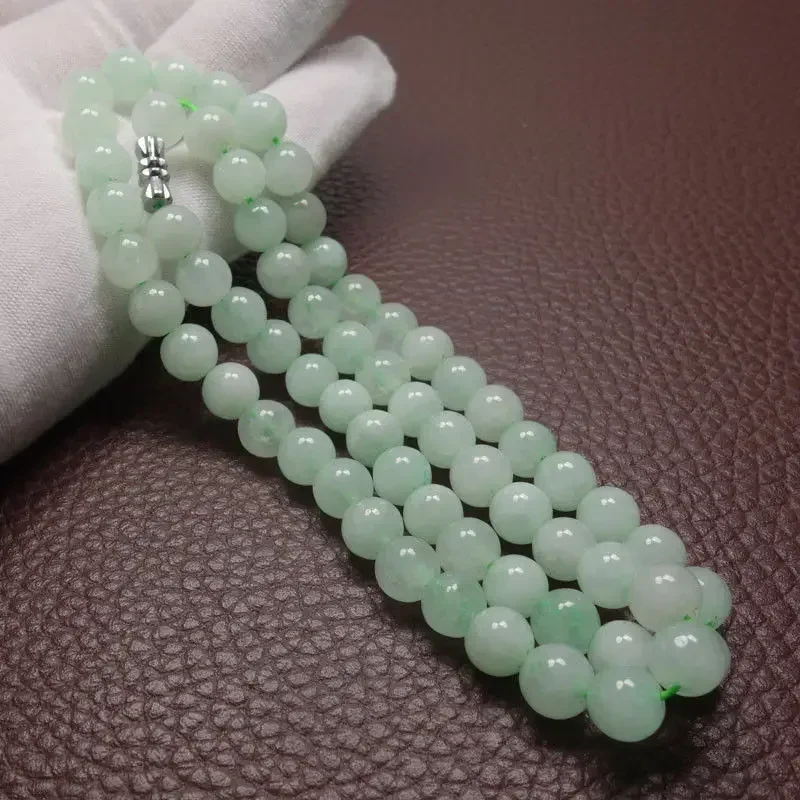 8～10mmの緑色のエメラルドビーズを使用したネックレス。翡 - Vintage Fashion Necklace のレビューと価格