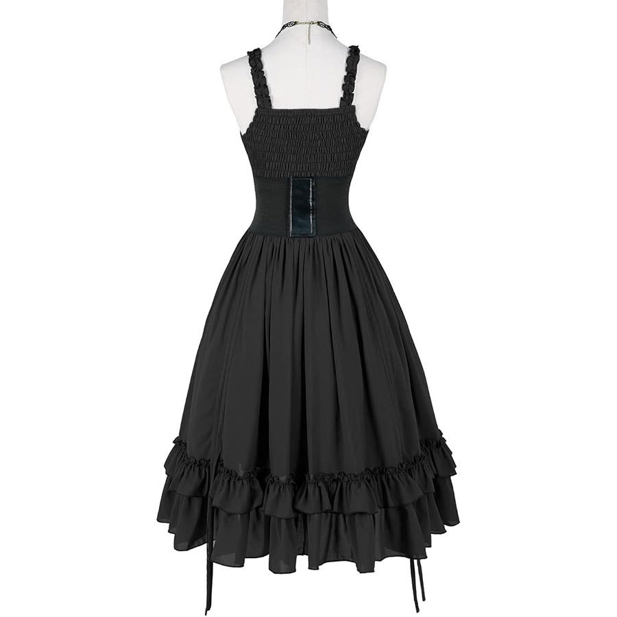 女性ゴシックドレスコルセットスリップブラックパンクロリータ不 - Vintage Fashion Dresses のレビューと価格