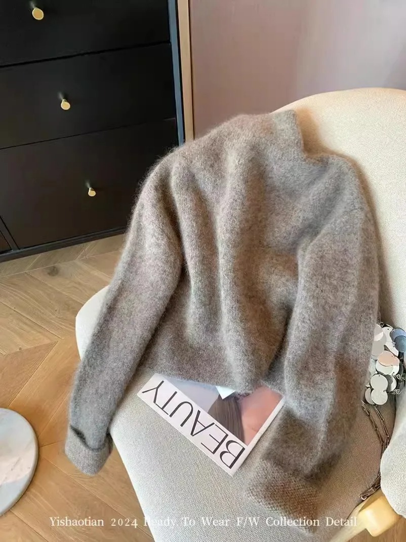 女性用長袖タートルネックセーター,ニットセーター,古着,キュ - Crop Cardigan Vintage のレビューと価格