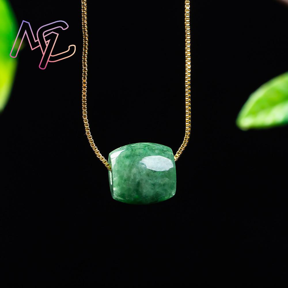 天然本翡翠ビーズペンダントミャンマー翡翠ネックレスデザイナー - Vintage Fashion Necklace のレビューと価格