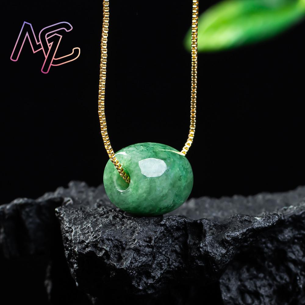 天然本翡翠ビーズペンダントミャンマー翡翠ネックレスデザイナー - Vintage Fashion Necklace のレビューと価格