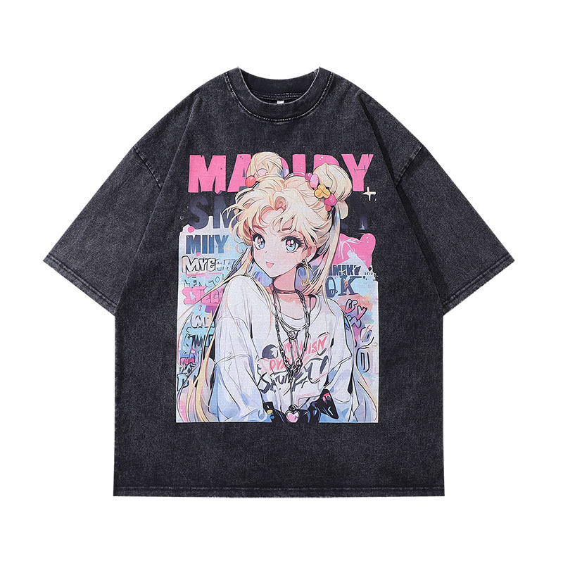 メンズ Tシャツ セーラームーン アニメプリント 夏 トレン - Fashion Y Vintage のレビューと価格