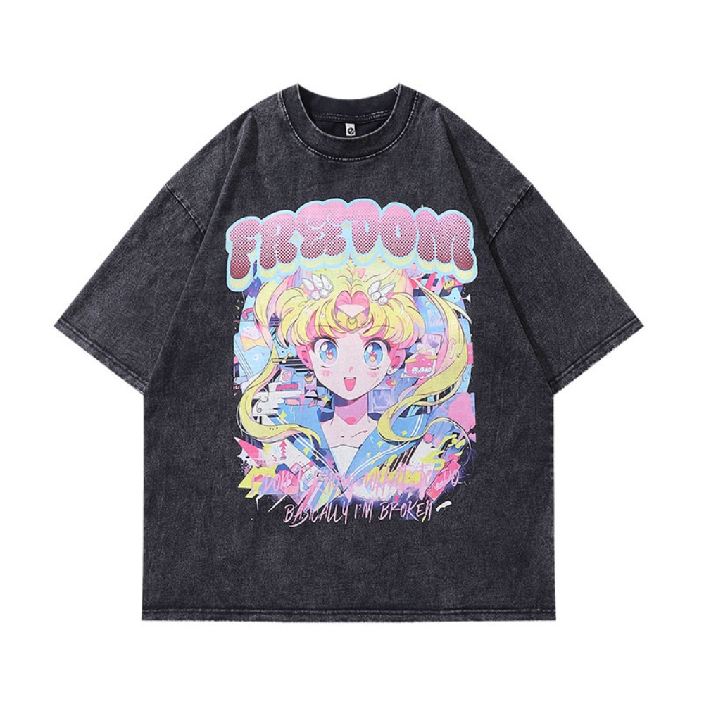 メンズ Tシャツ セーラームーン アニメプリント 夏 トレン - Fashion Y Vintage のレビューと価格