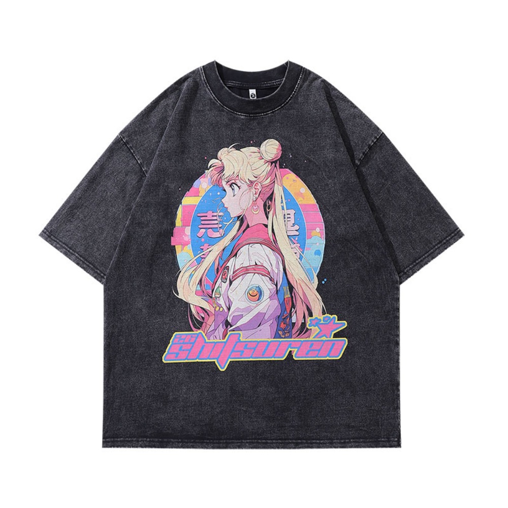 メンズ Tシャツ セーラームーン アニメプリント 夏 トレン - Fashion Y Vintage のレビューと価格