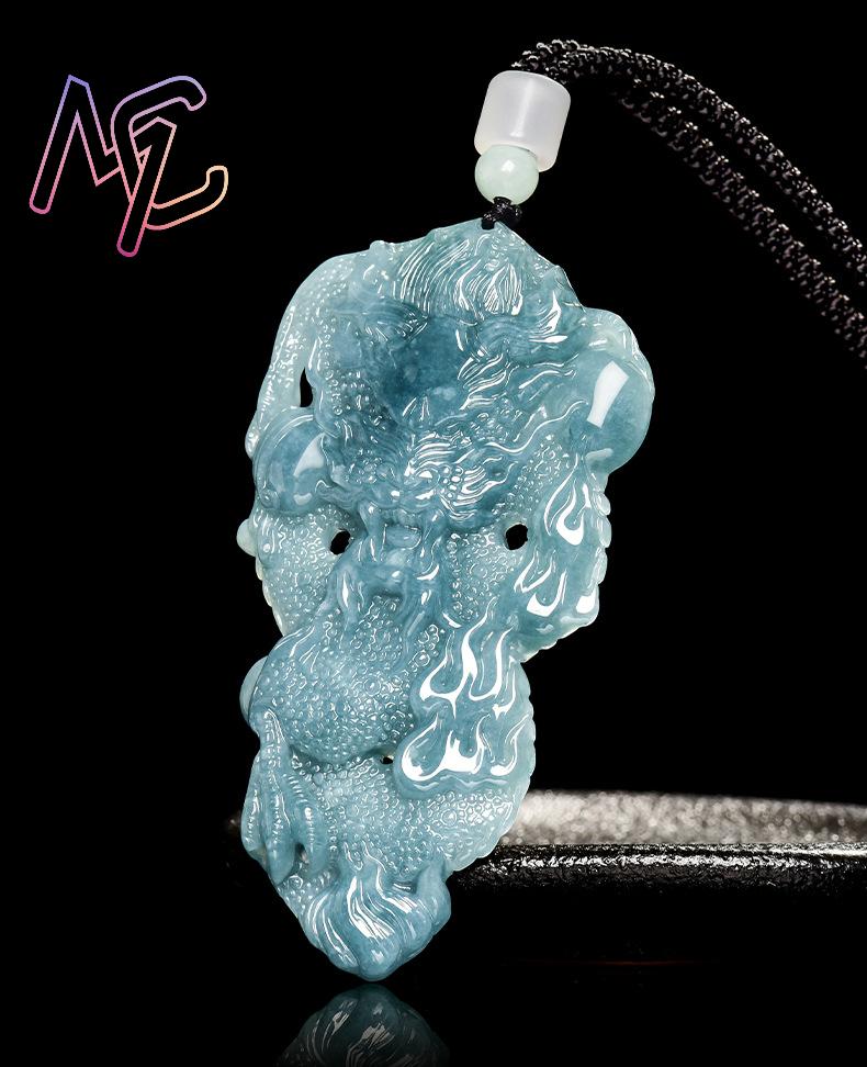 ミャンマー翡翠ドラゴンペンダントネックレス石彫刻お守りファッ - Vintage Fashion Necklace のレビューと価格