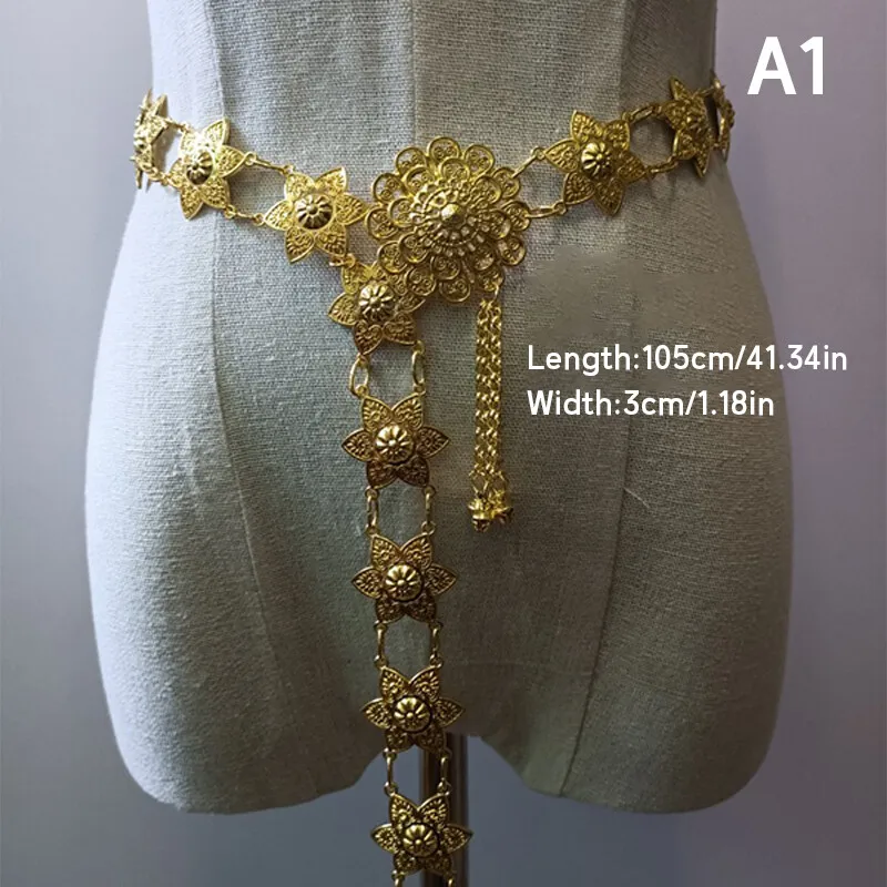 1PC 金属タイウエストチェーン女性タイ Dai ゴールドベ - Vintage Fashion Ai のレビューと価格